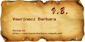 Vavrinecz Barbara névjegykártya